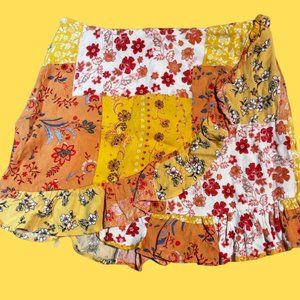 Forever21 Women's, High/Low, FloralSkirt ,Yellow, Size Medium